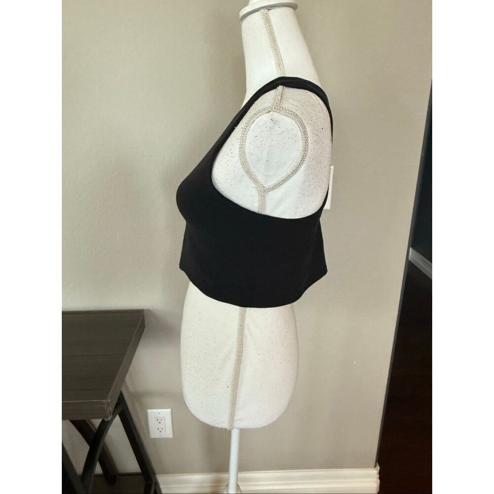 Athleta Black High Neck Crop Racerback Sports Bra Medium - Picture 3 of 6